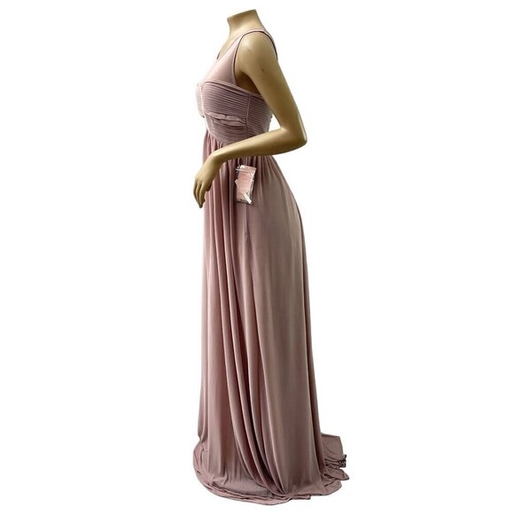 Birdy‎ Grey Ryan Sheer V Back Maxi Formal Bridesmaid Dress Mauve Medium NWT - Picture 6 of 16